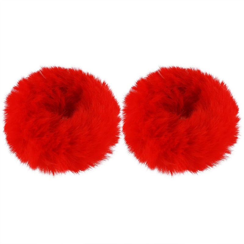 Mljsh 2 PCS Red Faux Rabbit Fur Hair Ties, Soft Fuzzy Scrunchies with Elastic Band, Fluffy Hair Bands for Girls Women, Hair Accessories - Image 1
